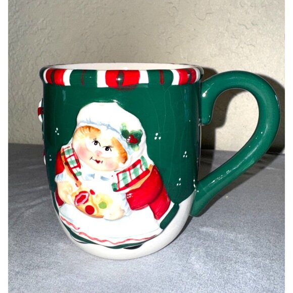 Handcrafted Fitz & Floyd Christmas Mug Featuring Mrs. Claus - Picture 2 of 5